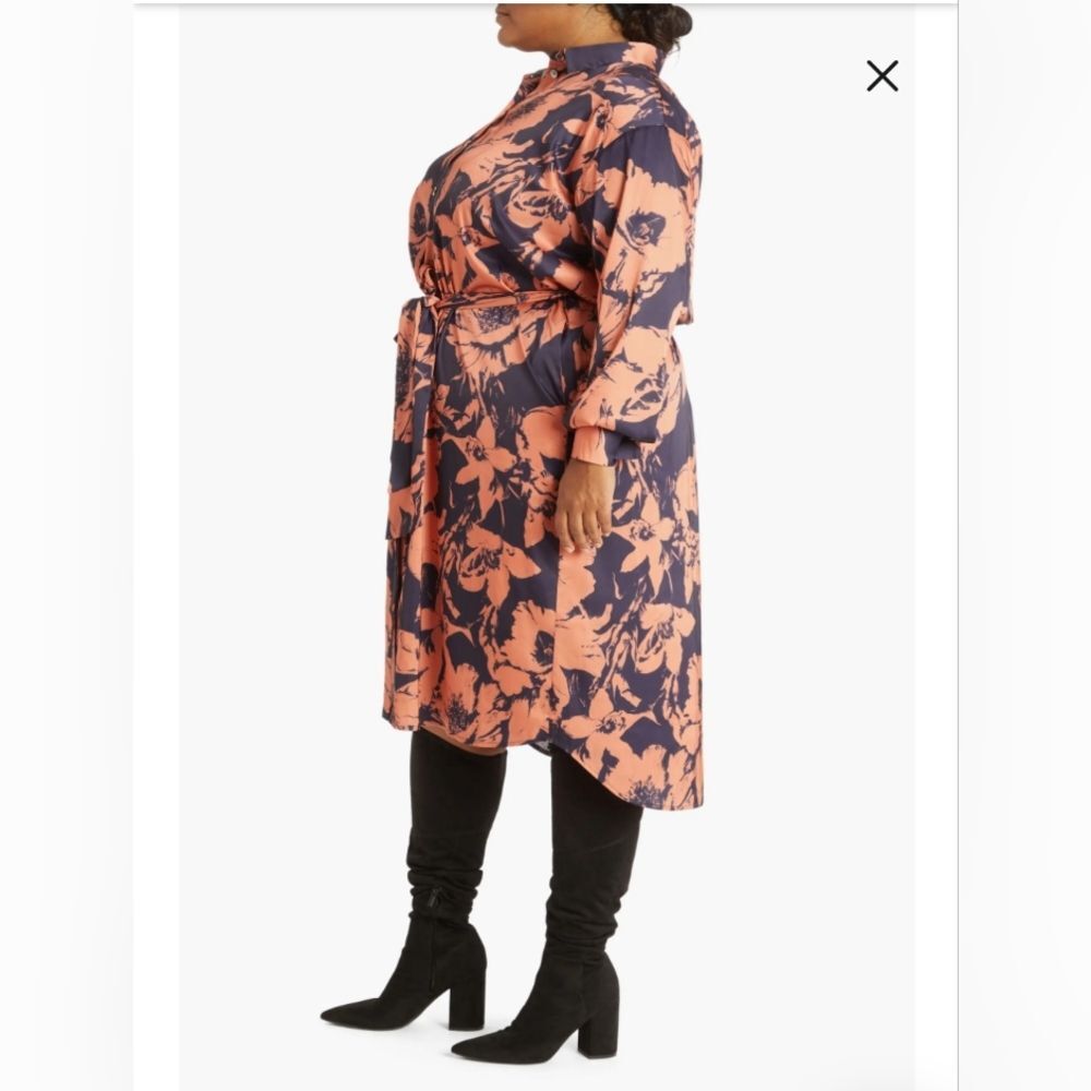 Pari Passu NWOT Floral Shirt Dress Size 18 Plus Quiet Luxury Modern Minimalist - Picture 4 of 11